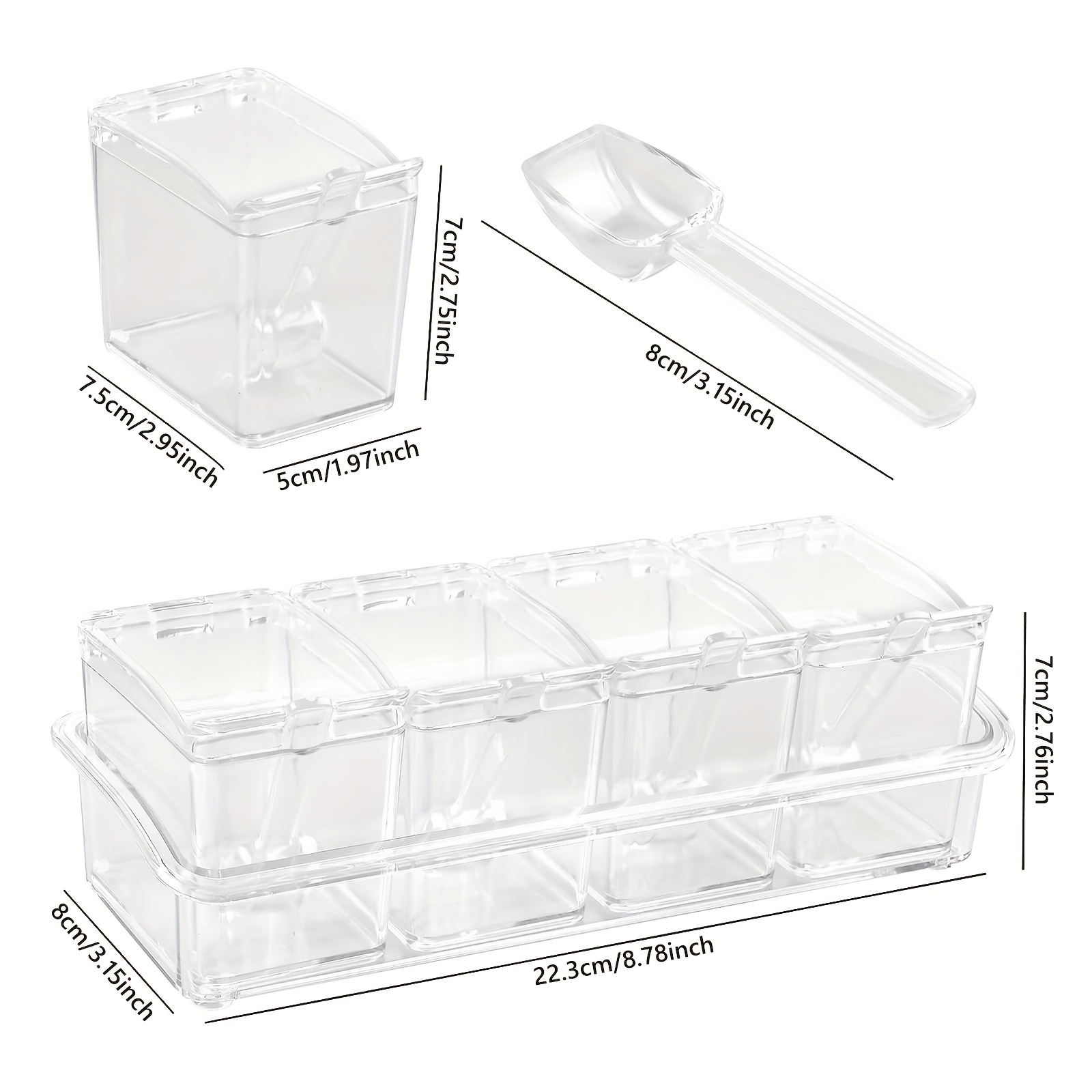 Seasoning Box Transparent Seasoning Jar Storage Box Kitchen Organizer Clear  Salt Pepper Sugar Spice Box Stackable Sugar Salt Box - AliExpress