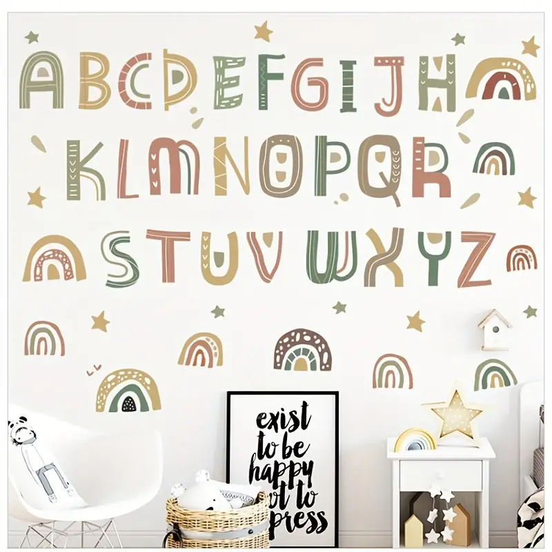 Alphabet Rainbow Learning Educational Wall Decals Peel And - Temu