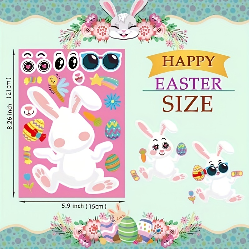 6pcs Easter Bunny Egg Chick Puzzle Fun Stickers Party - Temu