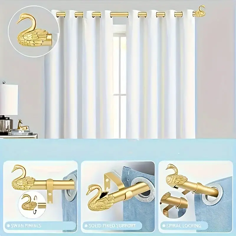 Swan Decor Telescopic Curtain Rod Multifunctional Shower Temu Canada