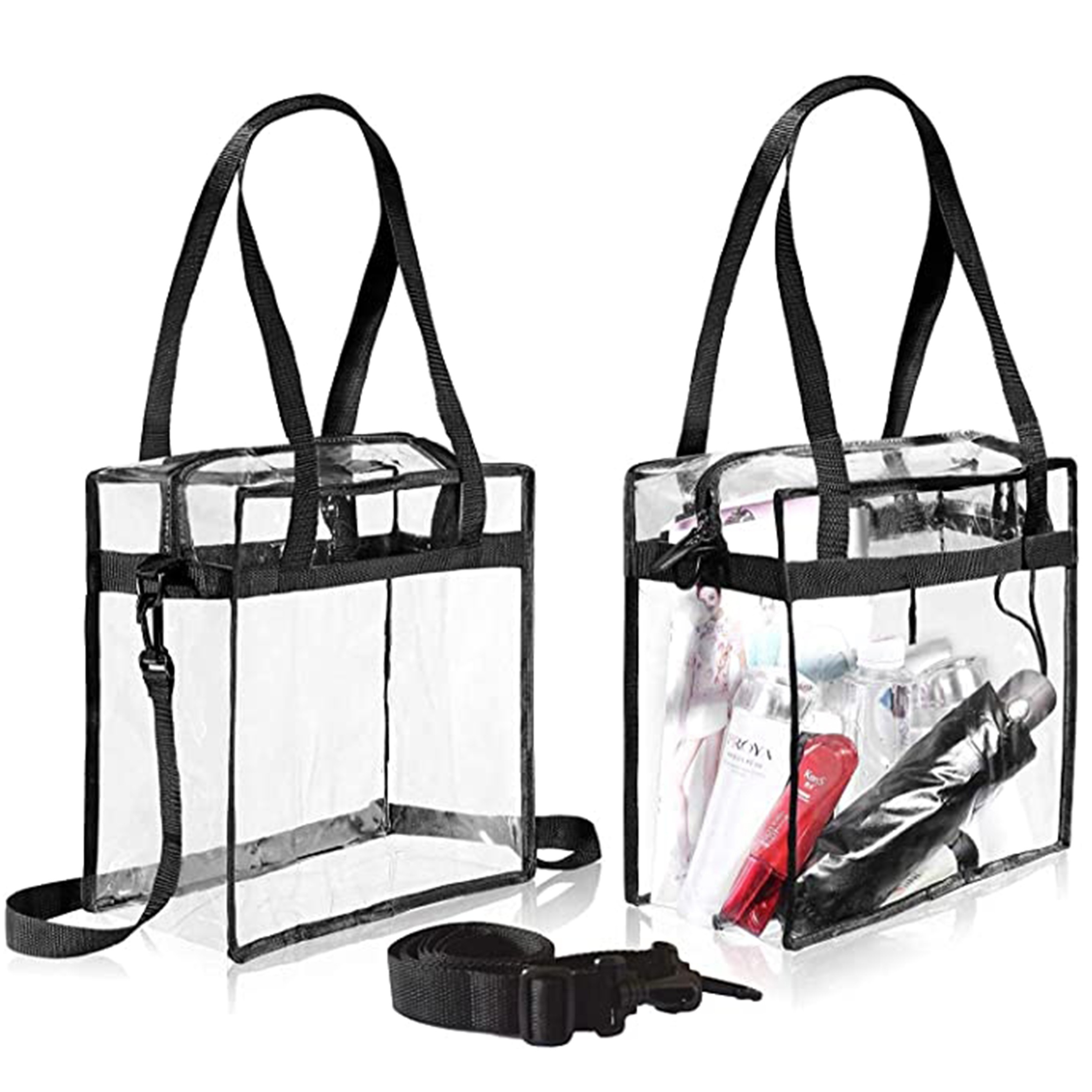 Clear Crossbody Purse Handbag Stadium Approved Clear Concert Bag -A in Black | One Size