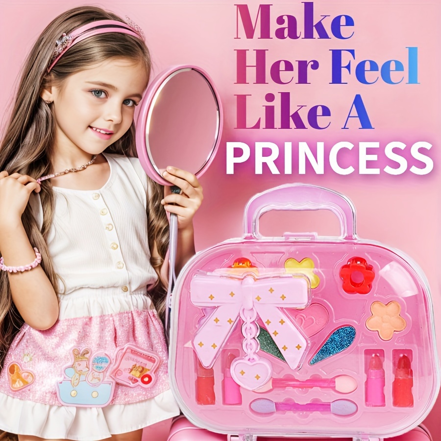 Coffrets de Maquillage Cosmétiques pour Enfants Filles Mallette Coiffure  Jouet Cadeau D'Anniversaire pour Princesse