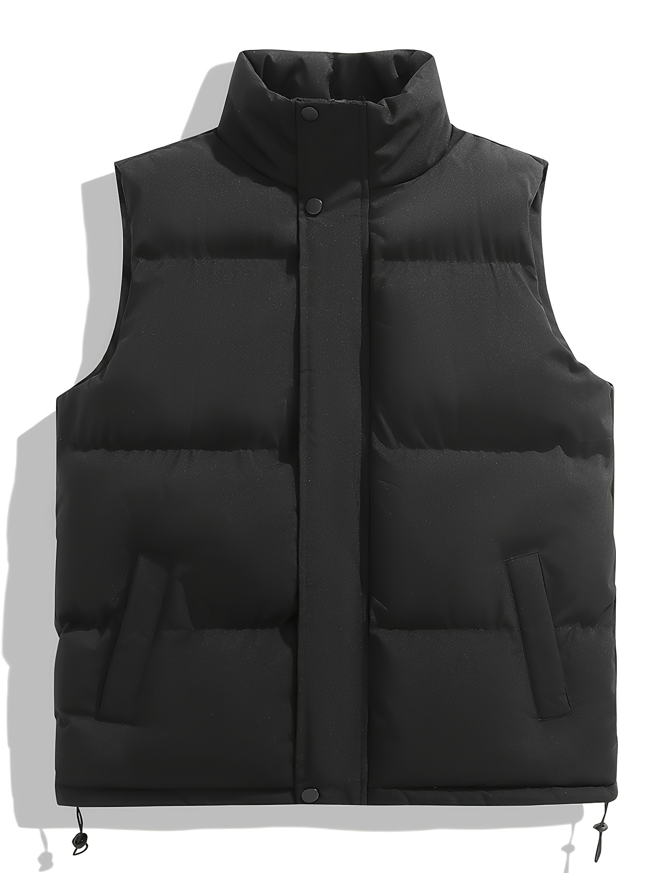 All Match Lightweight Solid Color Sleeveless Puffer Jacket Stand