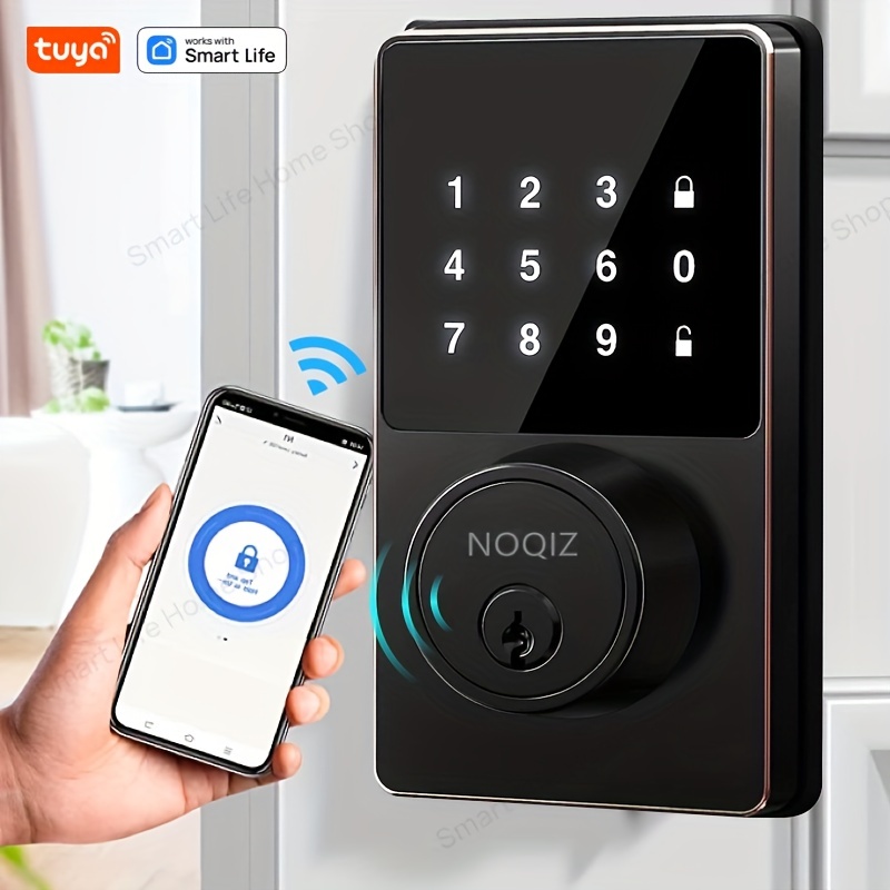 Black (Zinc Alloy + ABS) WiFi Smart Lock With Tuya Smart Life, Keyless  Entry Door Lock With Touchscreen Keypad, Unlock: Password, Key, APP,  Waterproof