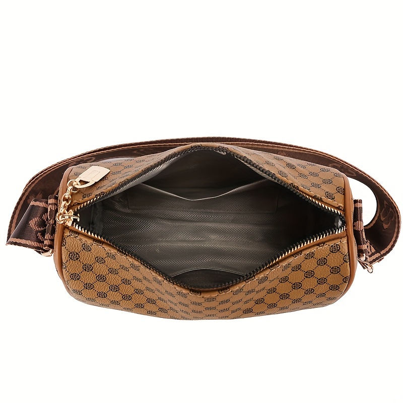 Stylish Printed Crossbody Bag, Pu Leather Zipper Shoulder Bag