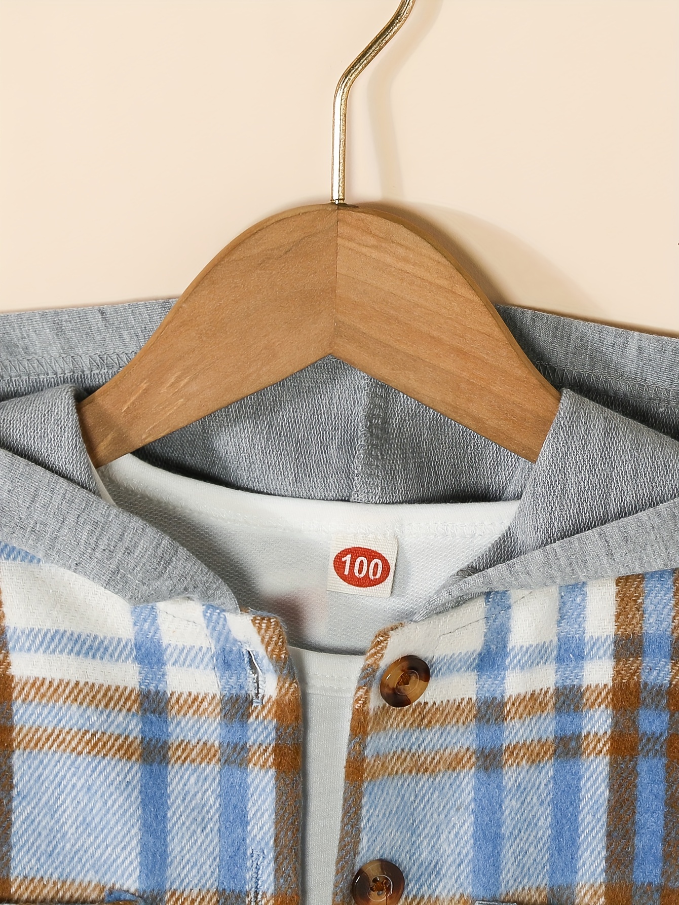 Boy's Plaid Hooded Button Up Shirt