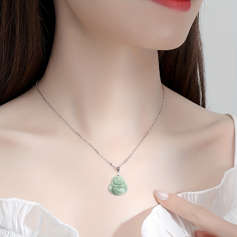 Natural Myanmar Jade Buddha Man Pendant Necklace
