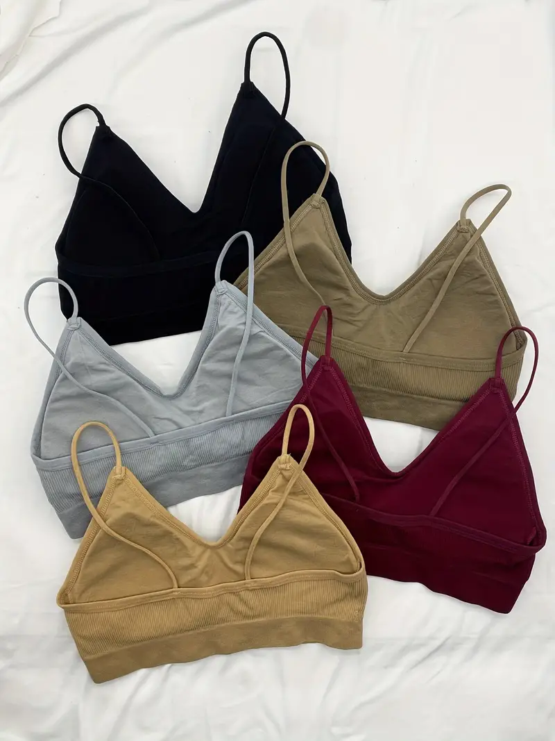 Soft Ribbed Bralettes Comfort Breathable Thin Strap Everyday - Temu
