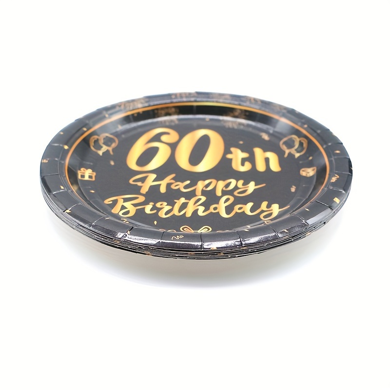6 piatti dorati 60° compleanno (20 cm) per feste e compleanni