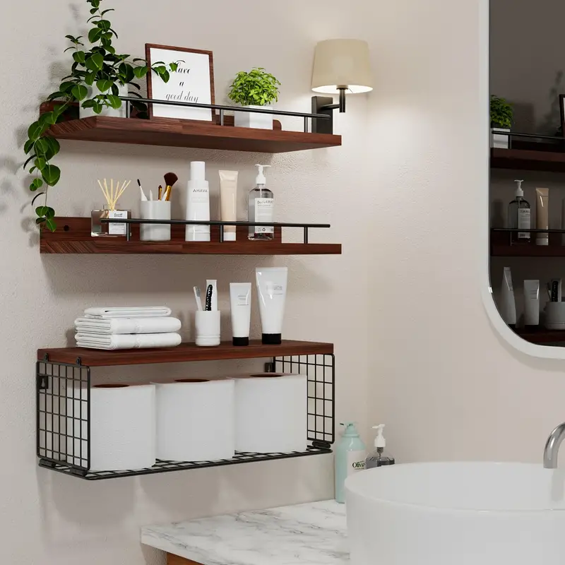 Wall Mounted Storage Rack, Floating Shelf Shower Caddy For