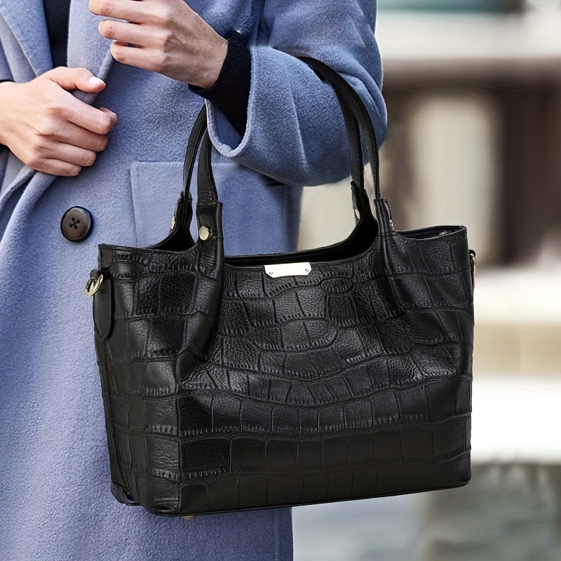Elegant Gradient Color Tote Bag, Mini Crocodile Pattern Handbag, Luxury Pu  Leather Crossbody Purse For Women - Temu
