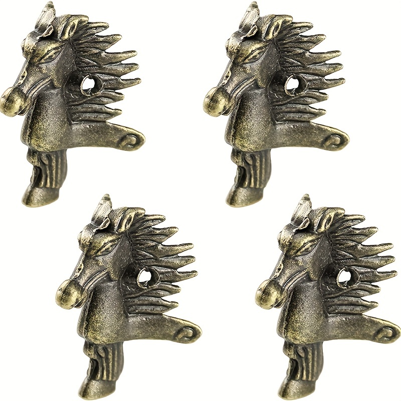 4pcs Bronze Horse Head Jewelry Gift Box Wood Case Decorative Feet Leg Corner Protector