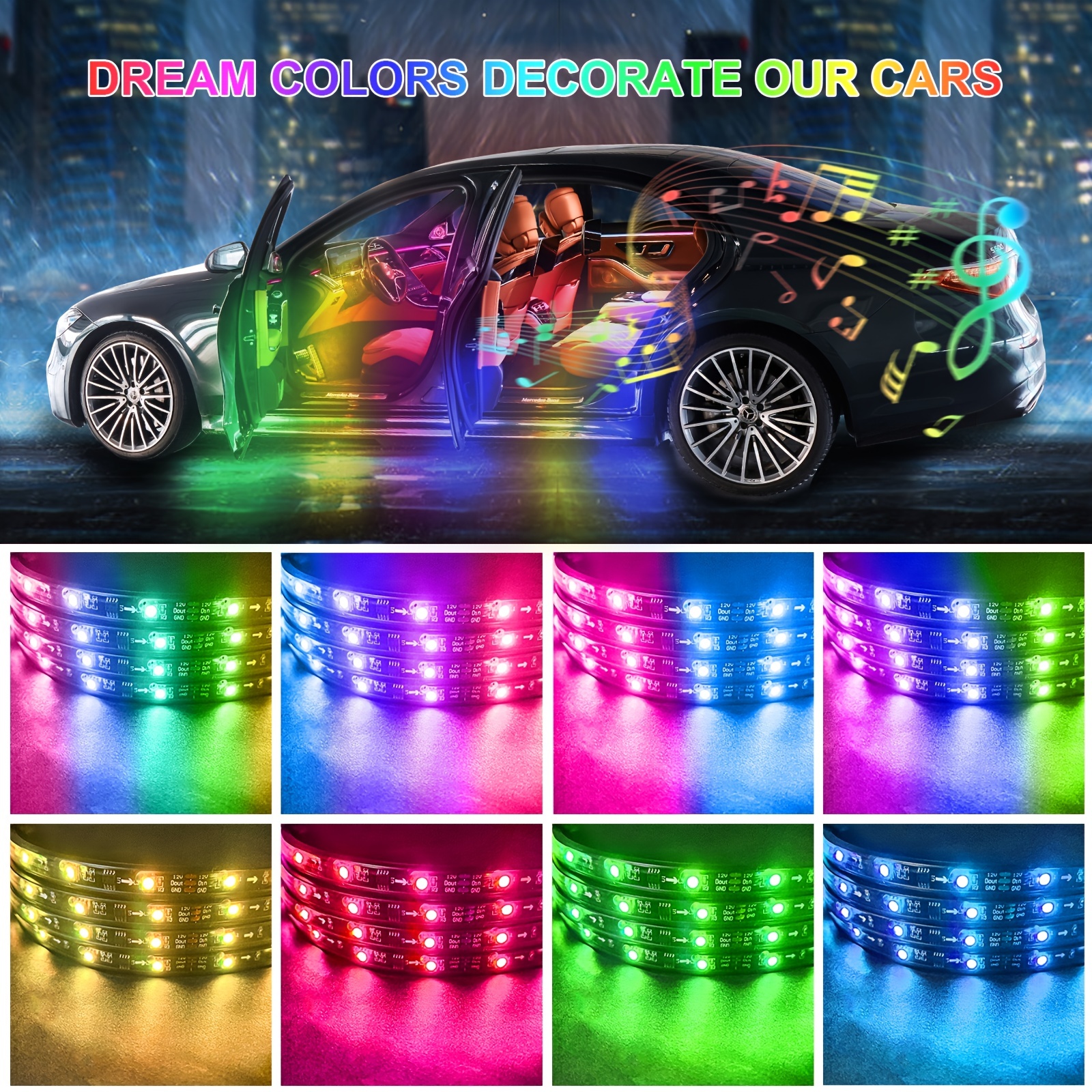 Car Interior Lights With Smart App Control, Rgbic Car Lights With Music  Sync Modemultiple Scene Options, Lines Design Car Led Lights For Cars,  Suvs Temu