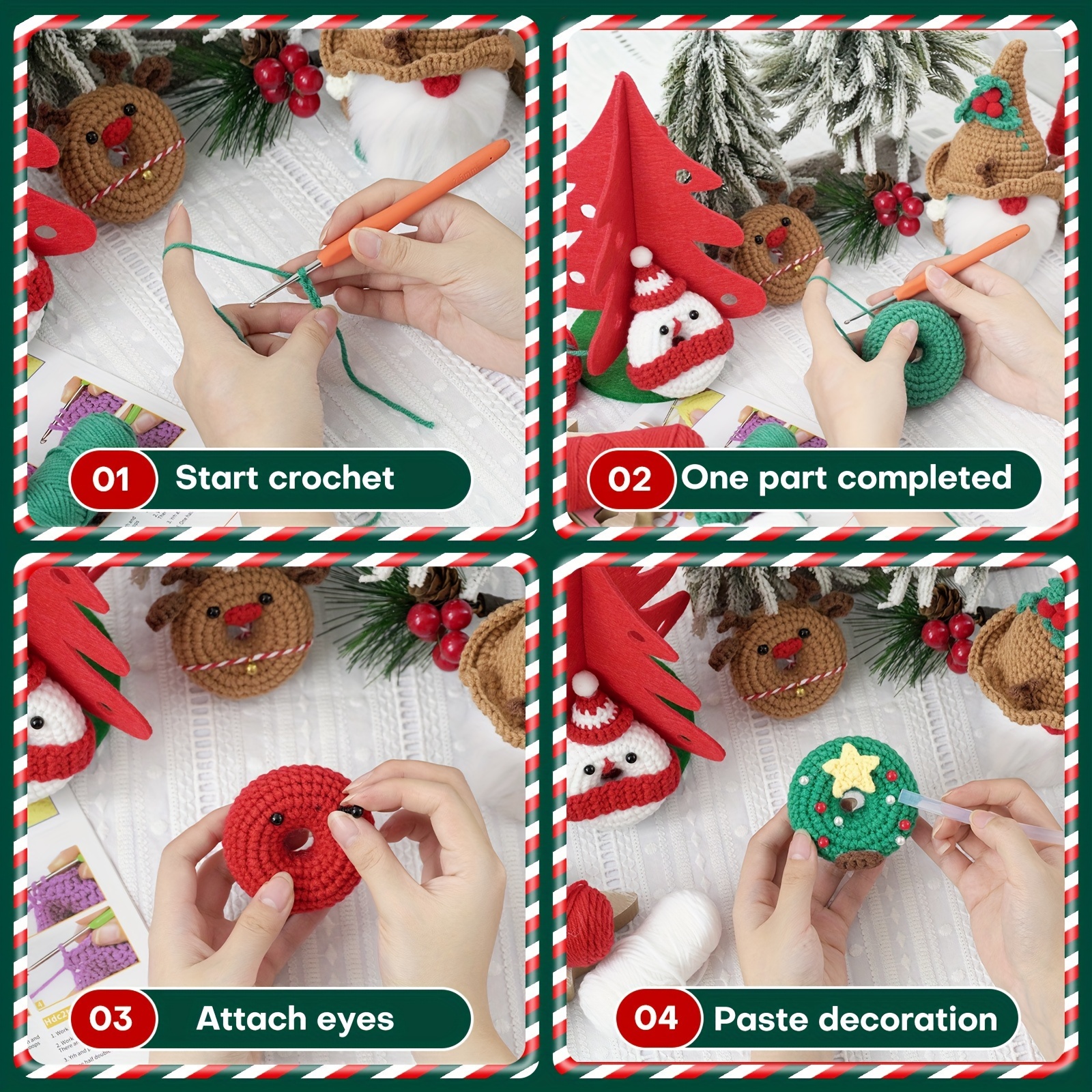 Crochet Kit for Beginners Kids Adults - Christmas Gnome Amigurumi Crochet,  Step-by-Step Tutorials Learn to Crochet Starter Kit, DIY Knitting Set Craft
