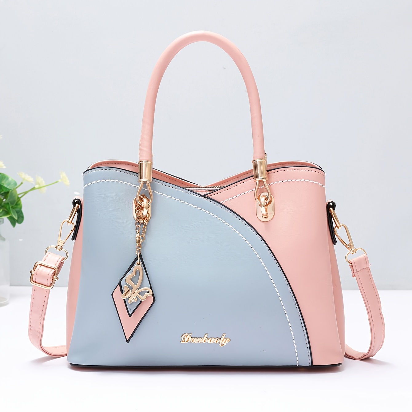 Trendy Color Contrast Crossbody Bag, Tassel Decor Shoulder Bag, Women's Top Ring  Handbags - Temu