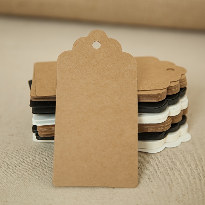 50pcs Kraft Paper Tags White Cardboard Cards with Strings Wedding