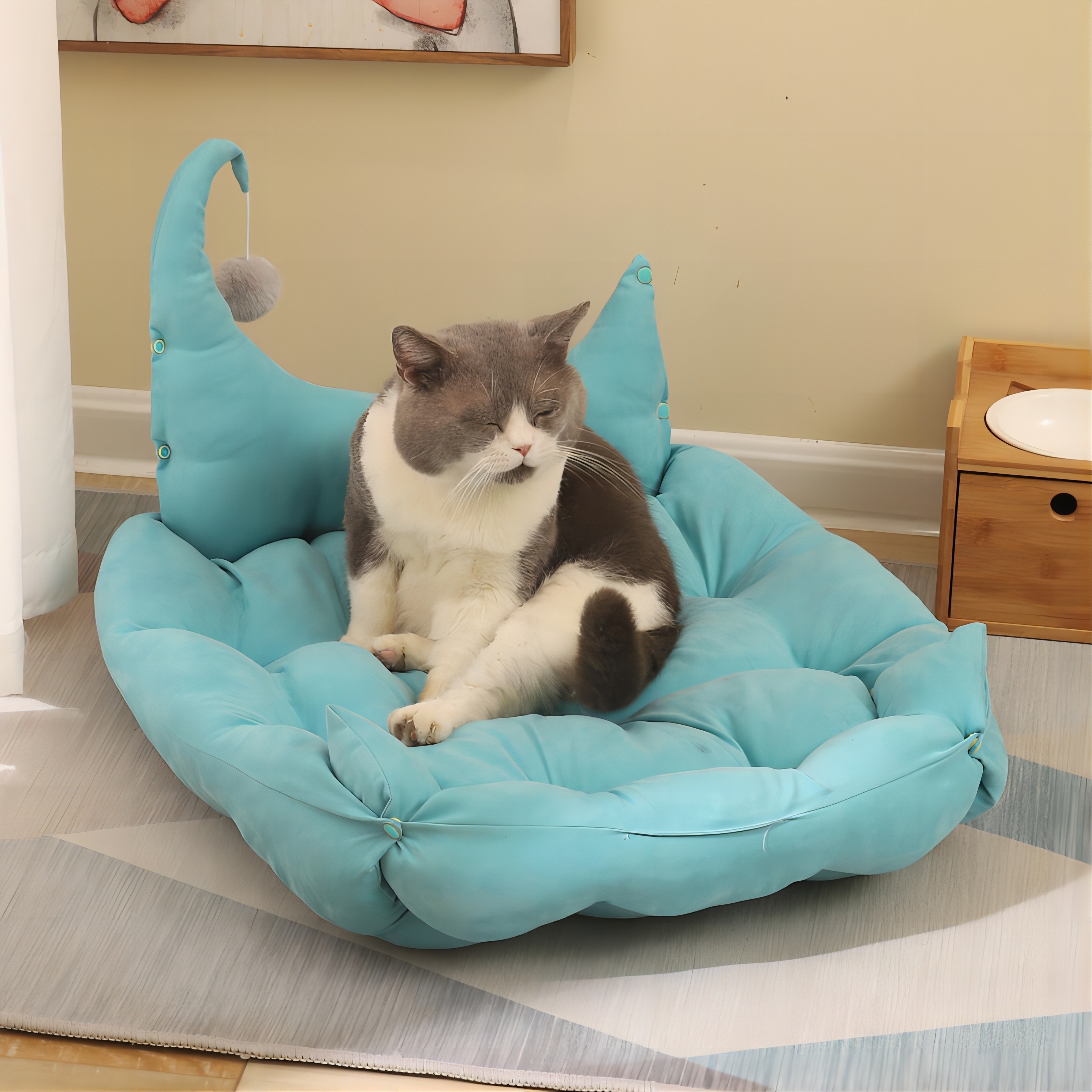 Pet Cat Bed Removable Sleeping Bag Hammock Beds For Lounger Wooden