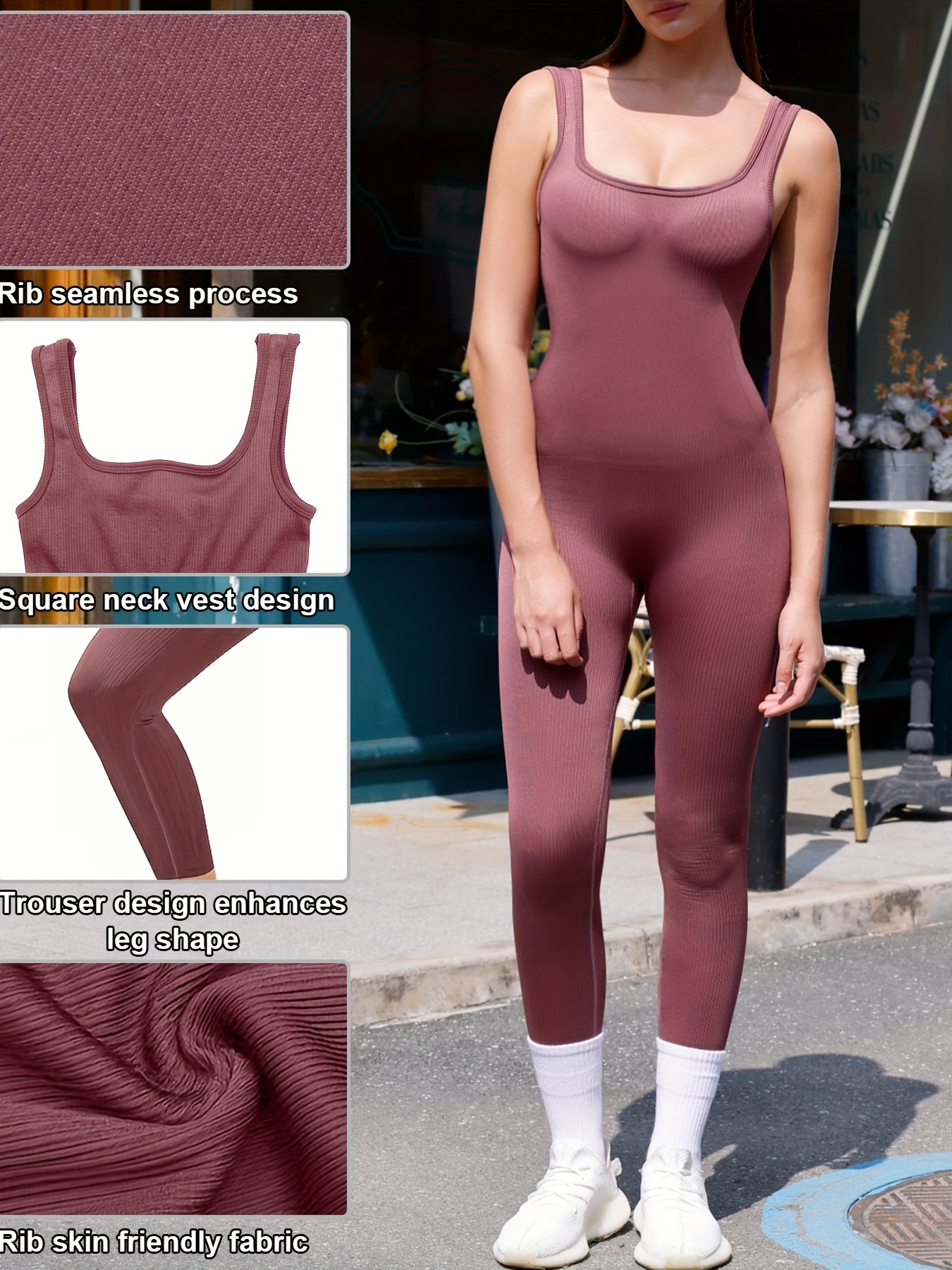 Womens Tank Sleeveless Full Body Jumpsuit Romper Yoga Leotard Bodysuit  Shapewear