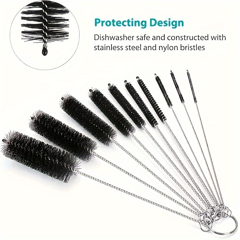 Straw Cleaner Brush Long Straw Brush Nylon Bristles - Temu