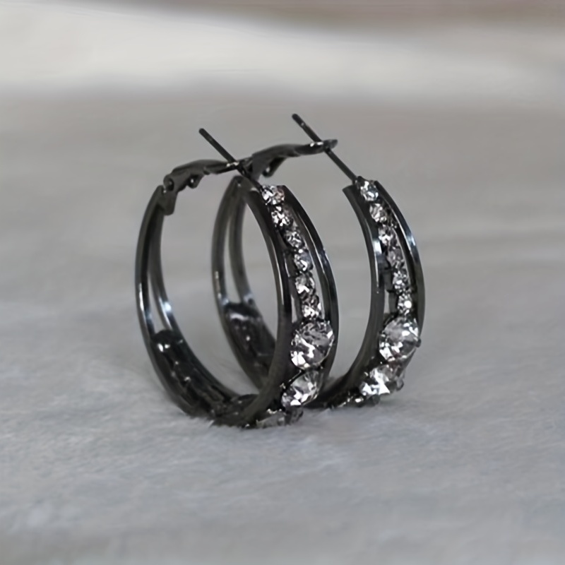 Explosive Style Wind Rhinestone Large Circle Earrings