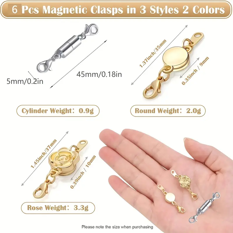 3 Styles Magnetic Necklace Clasps And Closures Rose Round - Temu