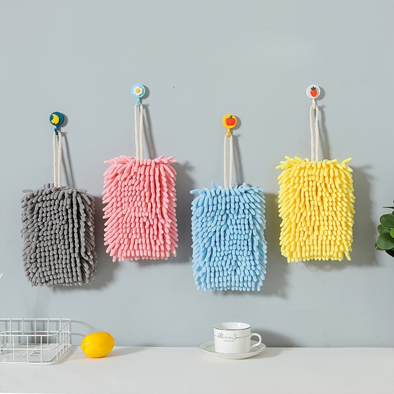  6pcs Chenille Hand Towels Soft Absorbent Microfiber Hand Drying  Towels Ball Hanging Cleaning Towels Fast Drying Cloths for Kitchen Bathroom  : Home & Kitchen