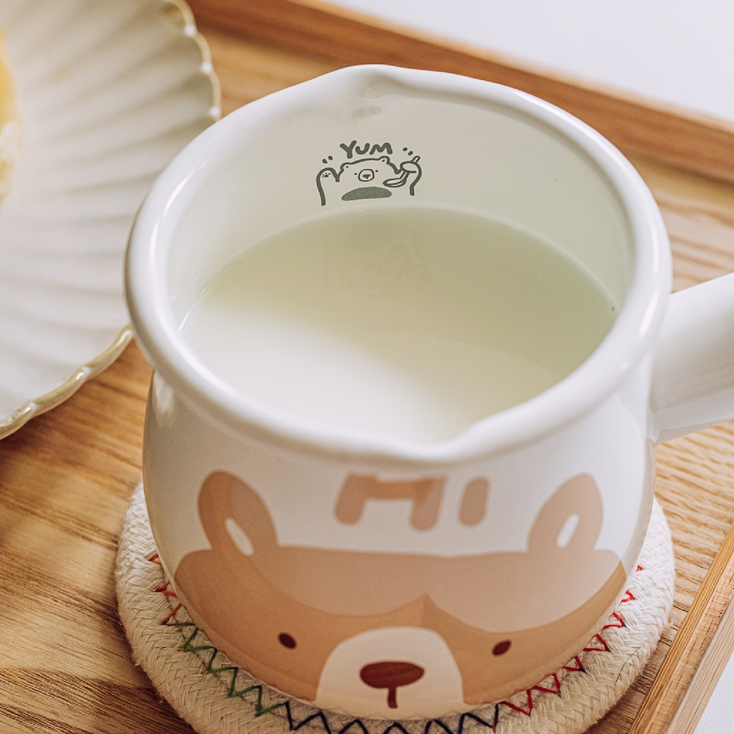 Cute Bear Pattern Butter Warmer, Enamelware Saucepan Small Cookware With  Wooden Handle, For Heating Smaller Liquid Portions