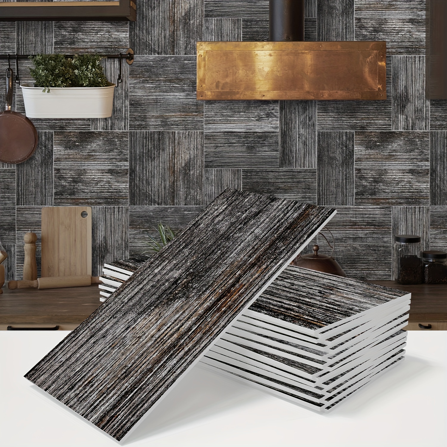 10 paneles pared madera Pegatinas madera 3D Revestimiento pared autoadhesivo