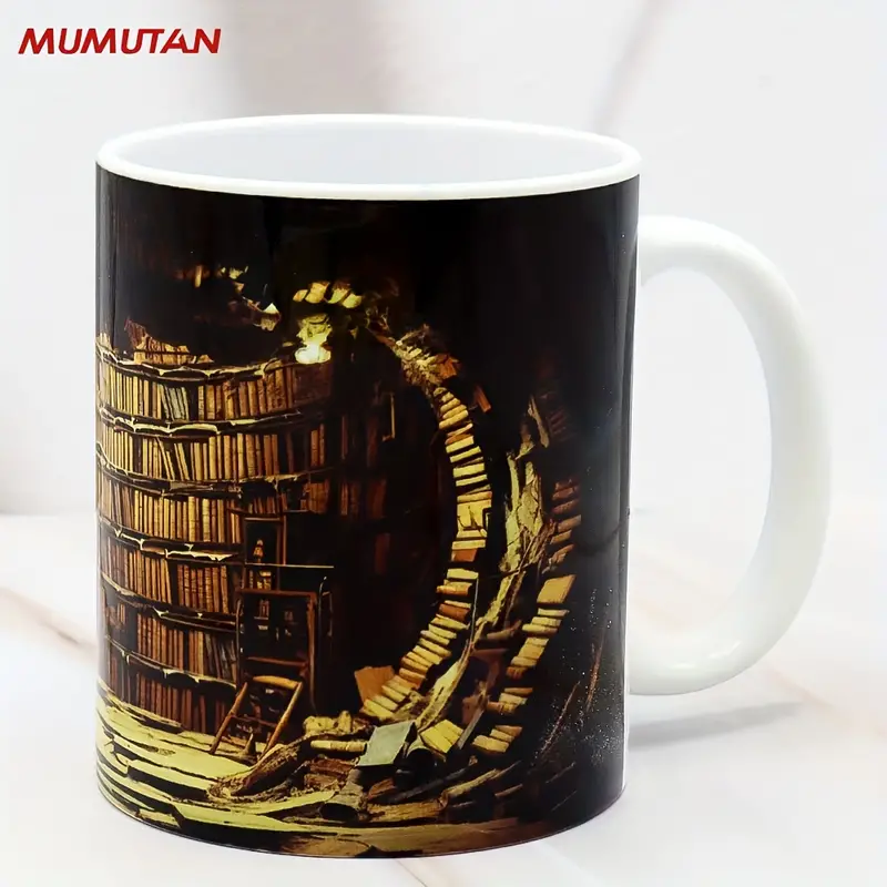 Creative 3D Bookshelves Hole In A Wall Mug Layer Mug Coffee Cup Tea Cup  Multi-Purpose Mug Gift For Readers Christmas Gifts