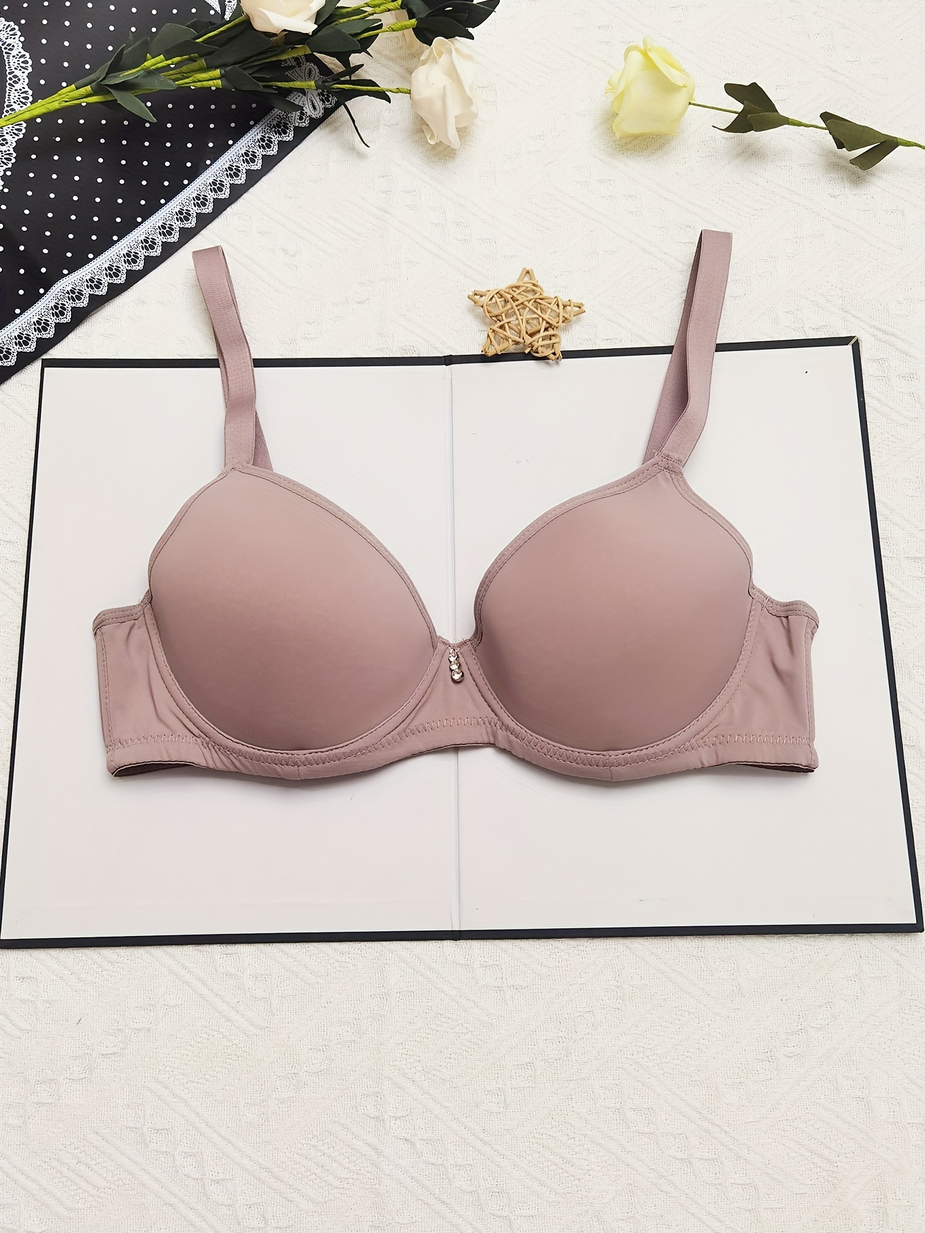 3 Pcs Mature Solid Bralette Bra, Underwire Full Coverage Push Up T-shirt  Bra, Women's Lingerie & Underwear