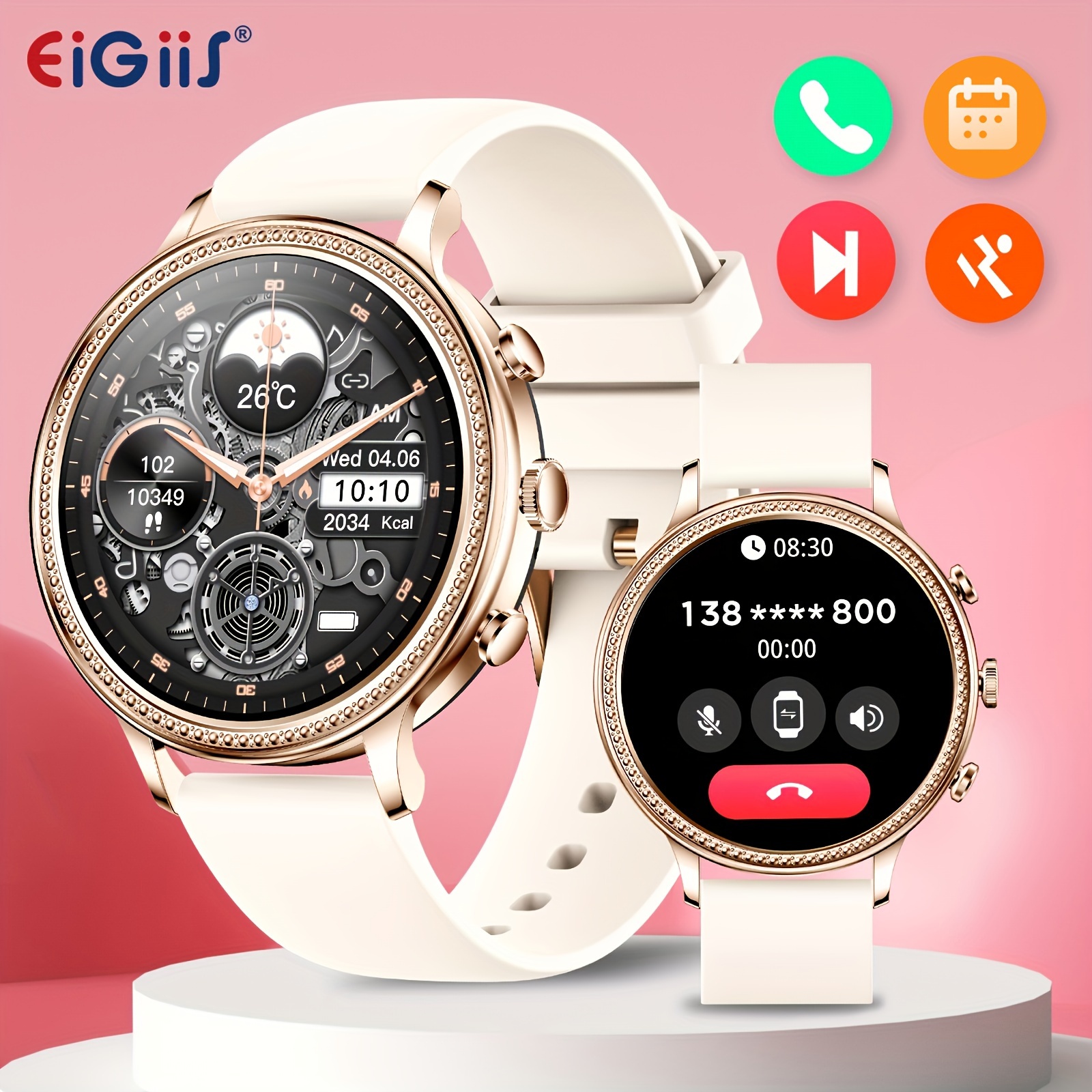 Reloj inteligente para mujer (llamada/respuesta de llamada), reloj  inteligente con pantalla HD de 1.32 pulgadas para teléfonos Android e iOS