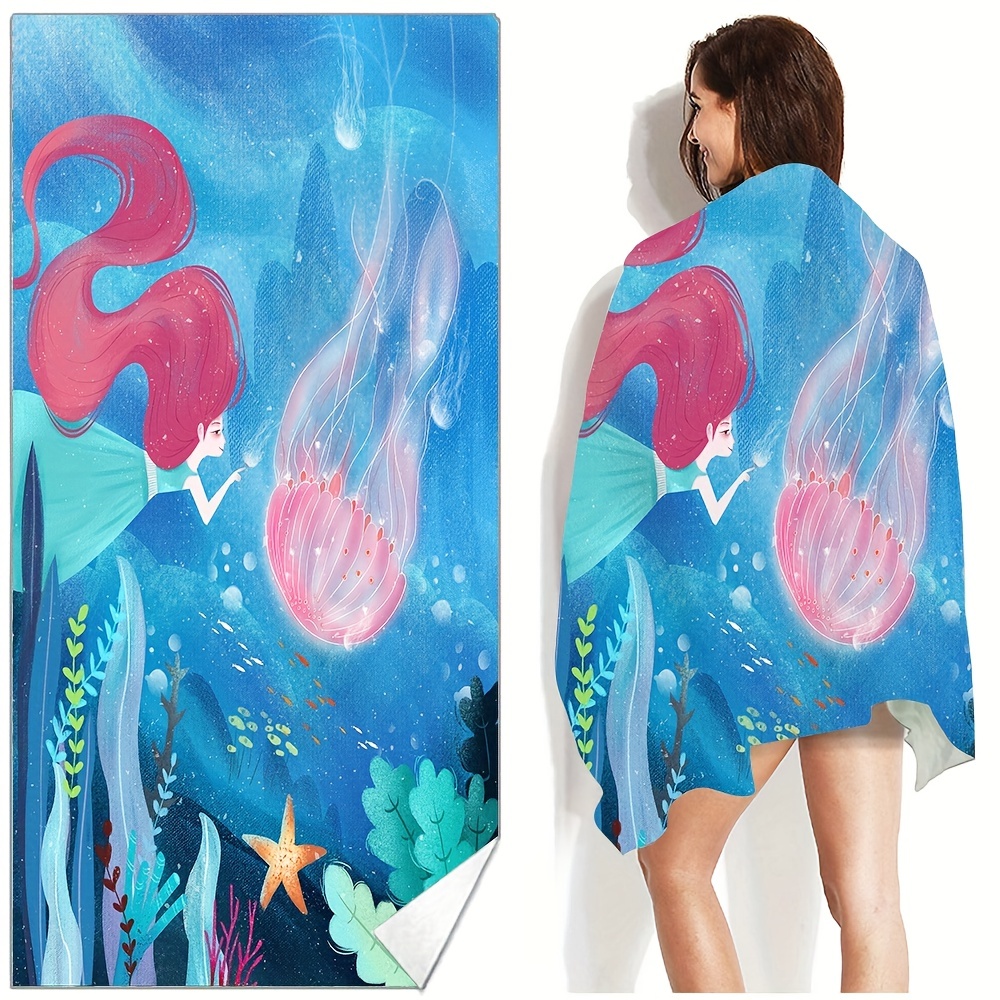 2pcs Set Woven Beach Bag & Luxury Beach Towel Bird in Blue | One Size