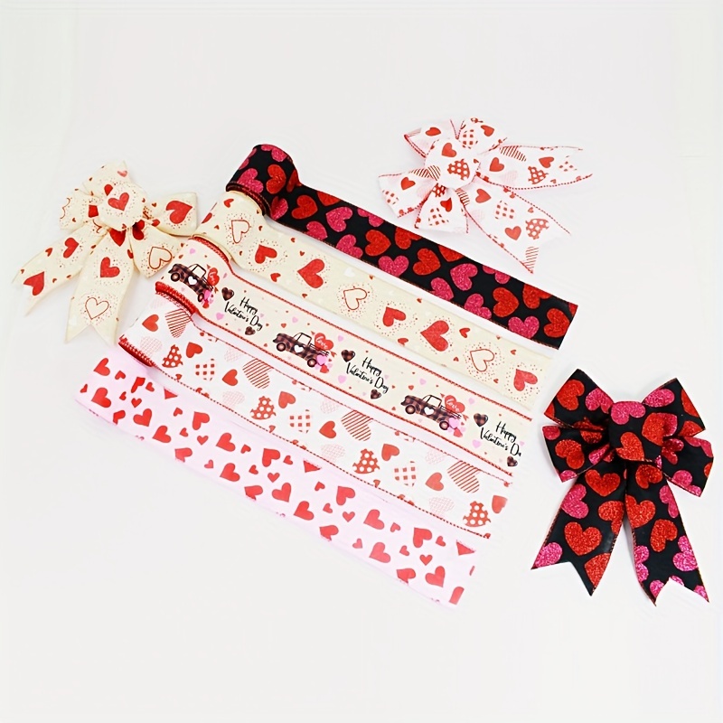 30 Yards Valentine's Day Wired Edge Ribbon 2.5 Inch Buffalo Plaids Heart