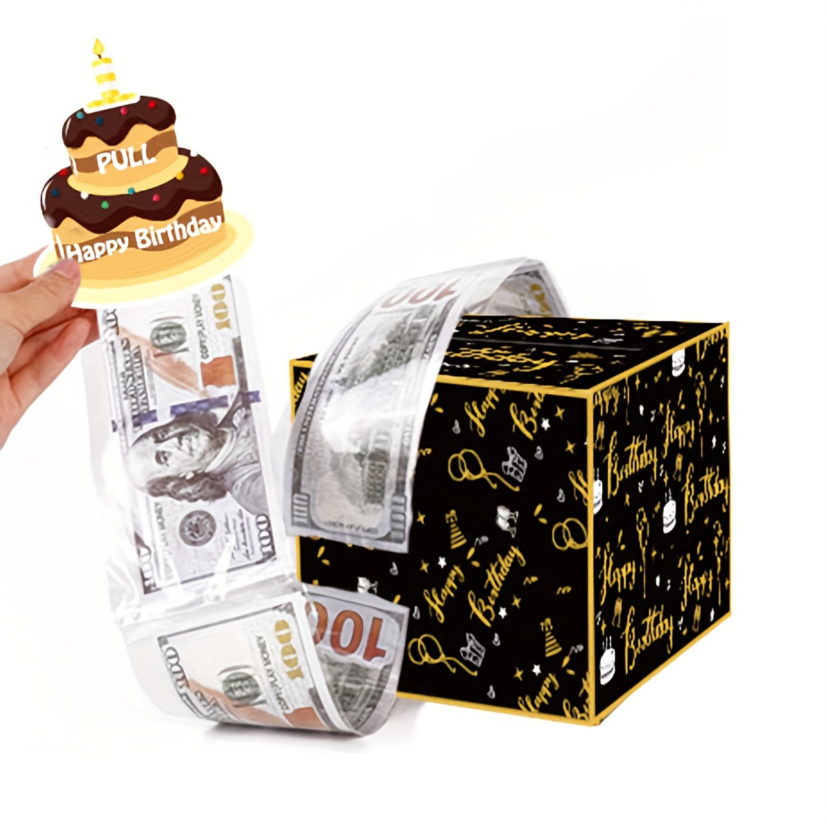 Black Gold 60th Birthday Money Box for Cash Gift Pull, Surprise Money Gift  Money Banks Boxes with Birthday Pull Out Card & 30 Pcs Bags for Men Women