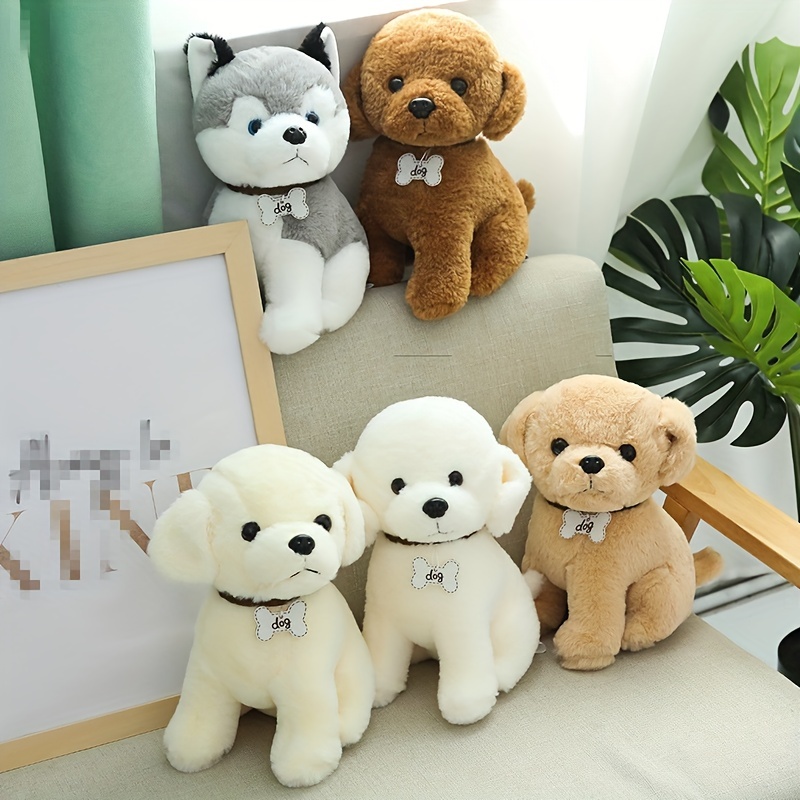 Realistic Dog Stuffed Toy Cute Plush Toy Dog Figure Animal Temu