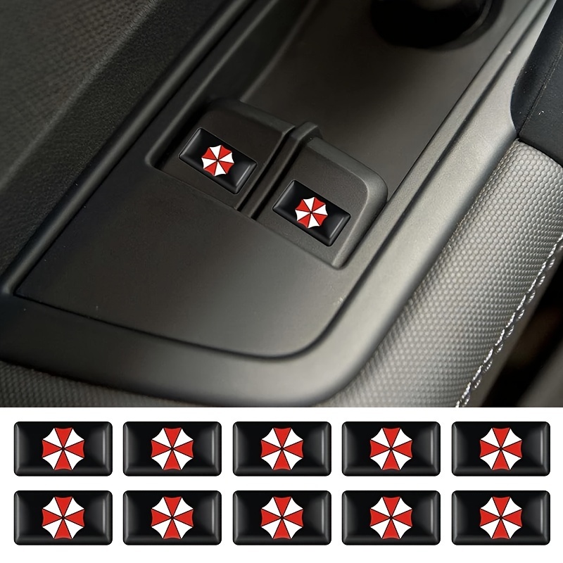 

10pcs 3d Epoxy Resin Car Stickers, Protective Umbrellas Sticker