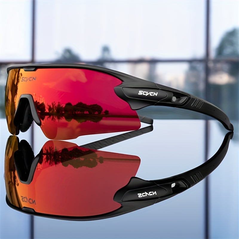 SCVCN,Googles,Cycling Sunglasses 3 Lens Men's Bicycle Cycling Goggles UV400 MTB Sport Cycling Driving Fishing Running Golf Beach Surf Baseball