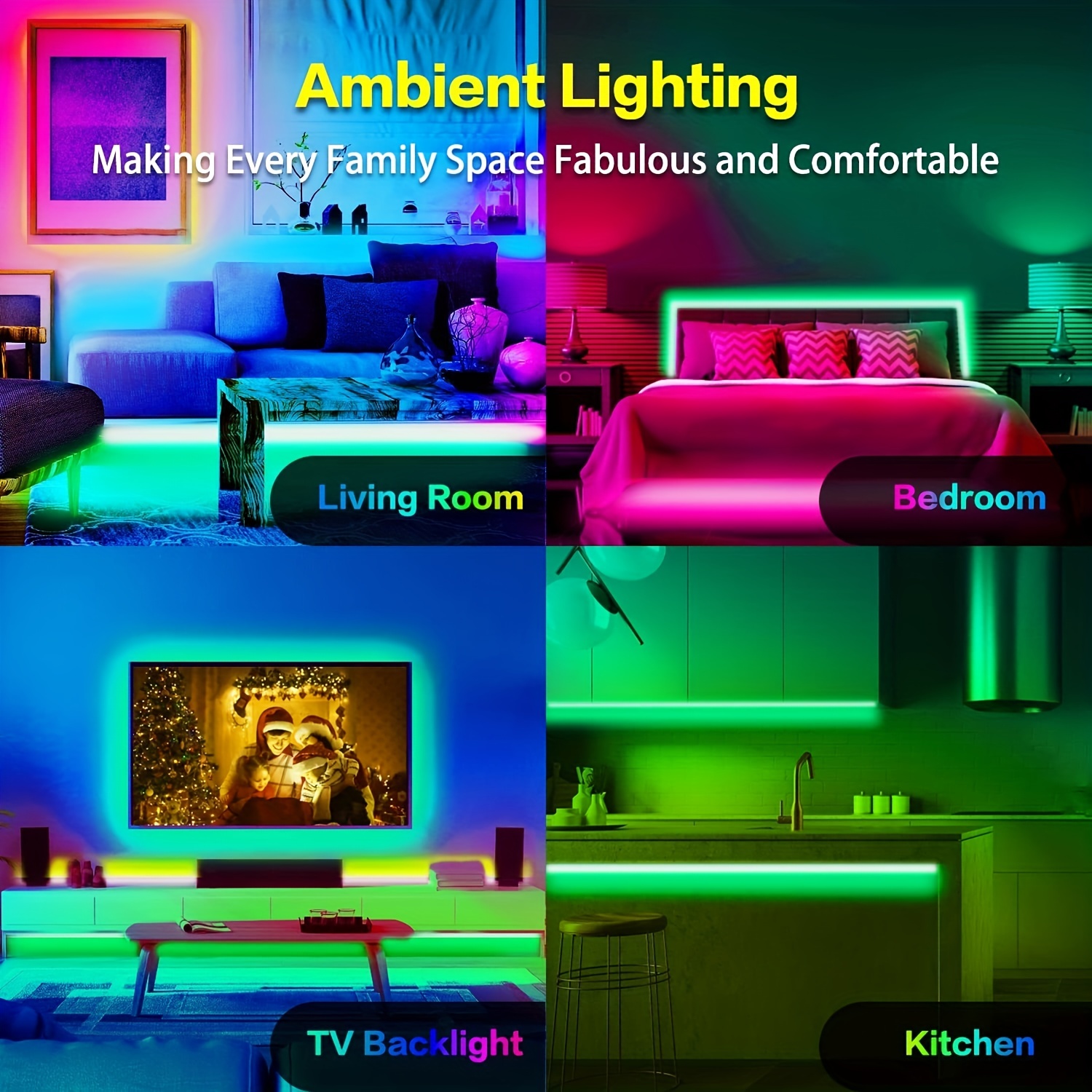 2023 Led Light Strip TV Backlight 2M (6.5ft) RGB 5V Ambient light USB  Powered US