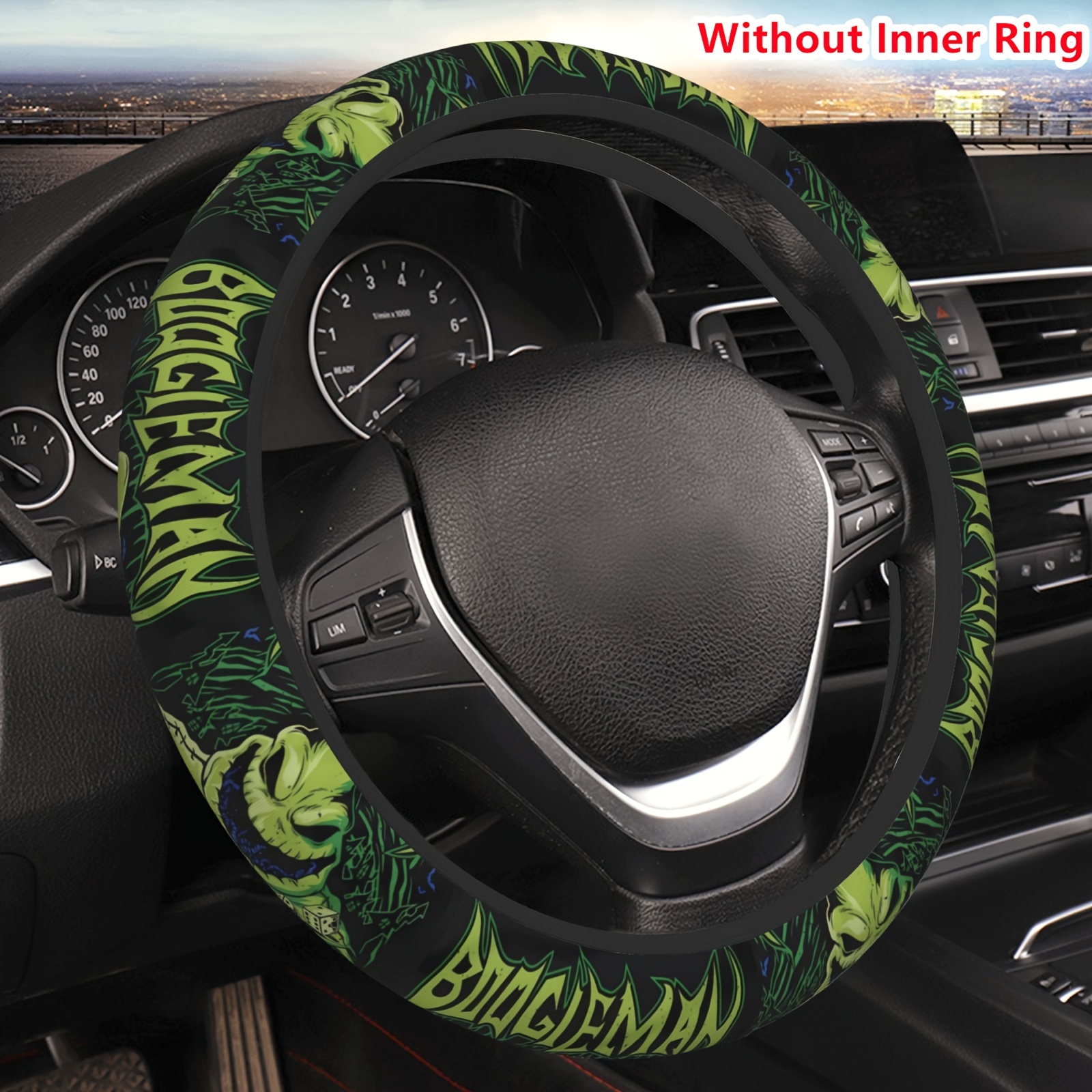 

[ ] 1pc Halloween Steering - 15 , , No , For Suv & Sedan Decoration, Car Accessories