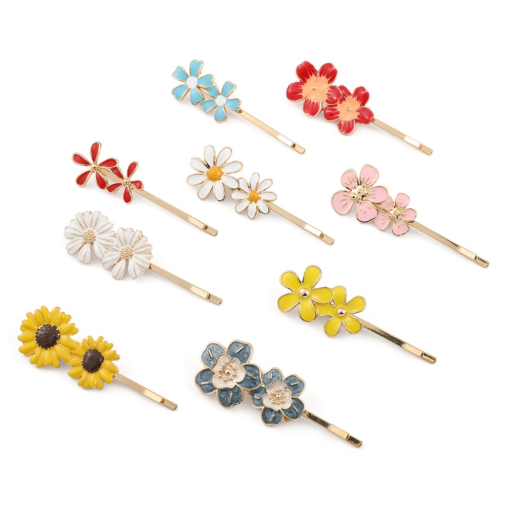 Crochet floral hair clip handmade 1pair sunflower daisy fashion hair  accessories