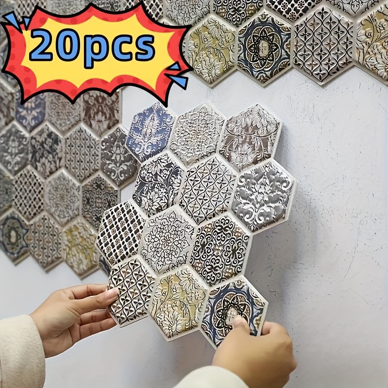 Azulejos Adhesivos Cocina Hexágono De Lujo Suelo Vinilo para Baños