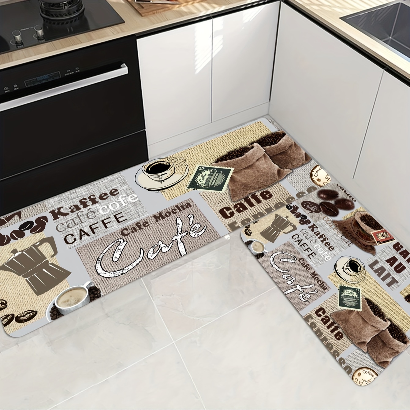 1pc Love Coffee Print Kitchen Floor Mat Suave Alfombra - Temu