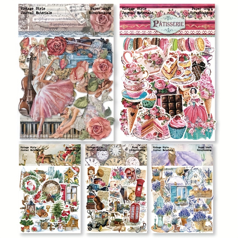 Stamp Stickers Glitter DIY 40PCS Aesthetic Journal Stickers Vintage Stickers  