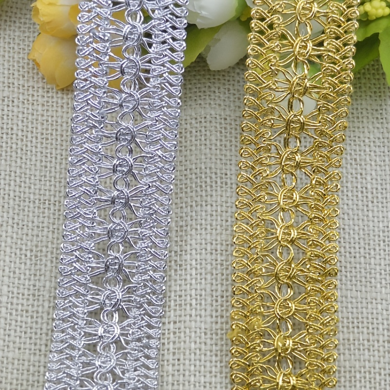 Bling Gold Silver Lace Curve Fabric Trim Ribbon Craft DIY Braided Clothes  Sewing Accessories Home Curtain