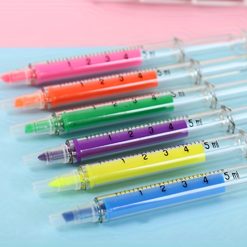 6pcs Highlighter Pen Macaron Color Smooth Writing Soft Nib Aesthetic Cute Double Head Art Marker Pen for School,B