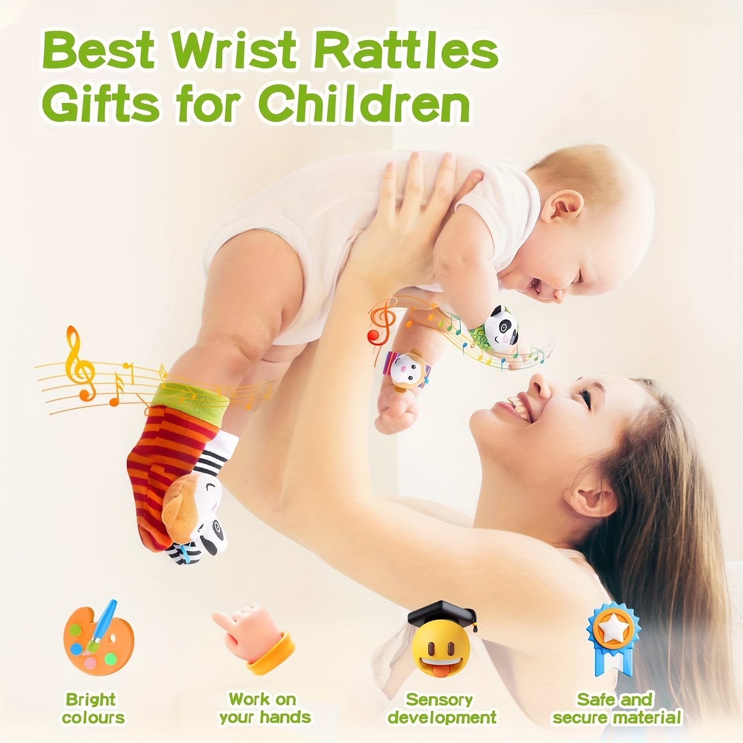 Baby Wrist Rattles Foot Finder Socks Set Infant Rattle Socks and Baby Hand Rattles  Wrist Newborn Soft Sensory Toys for Babies - AliExpress