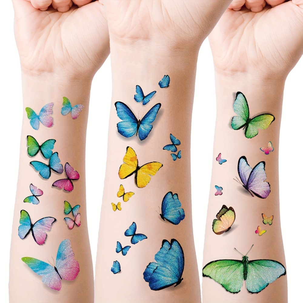 20 Sheets Butterflies Tattoos Waterproof Sticker Fake Butterfly