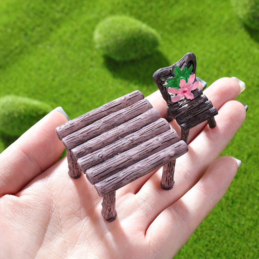 A Set of 5pcs Fairy Garden Accessories Miniature Chairs, Table and