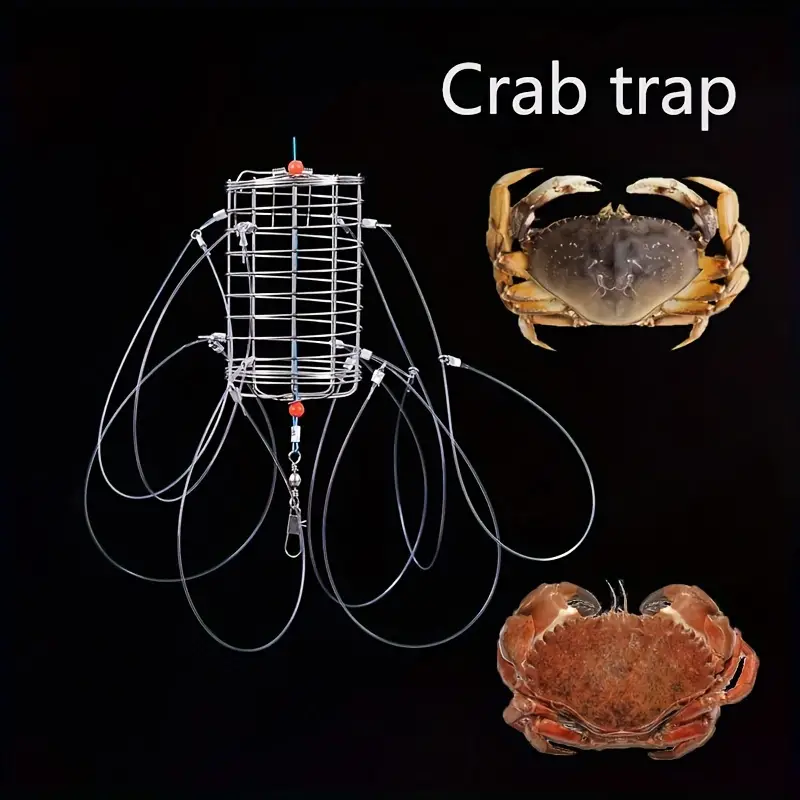 1pc Stainless Steel Reusable Crab Trap with Bait Cage and Cover - Ideal for  Catching Crabs in Freshwater and Seawater