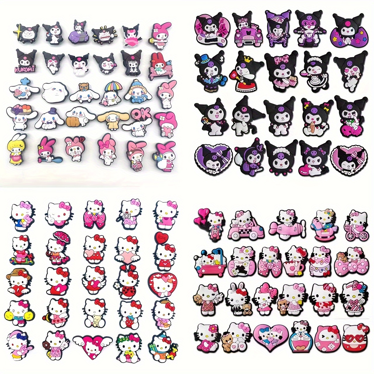

20/23/25/30 Pcs Series Shoe Buckles Pink Cartoon Kuromi Melody And Hello Kitty Shoe Charms Shoe Decoration Pvc Accessories